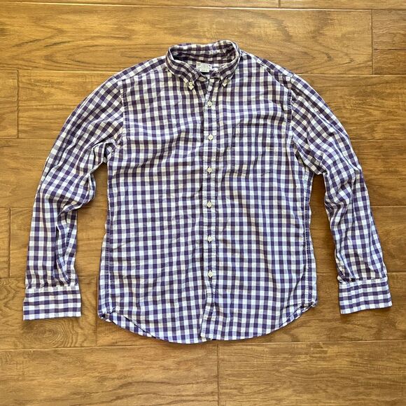 J.Crew Factory Shirt Size M Purple/White Slim Button Up Gingham Check - Picture 1 of 9